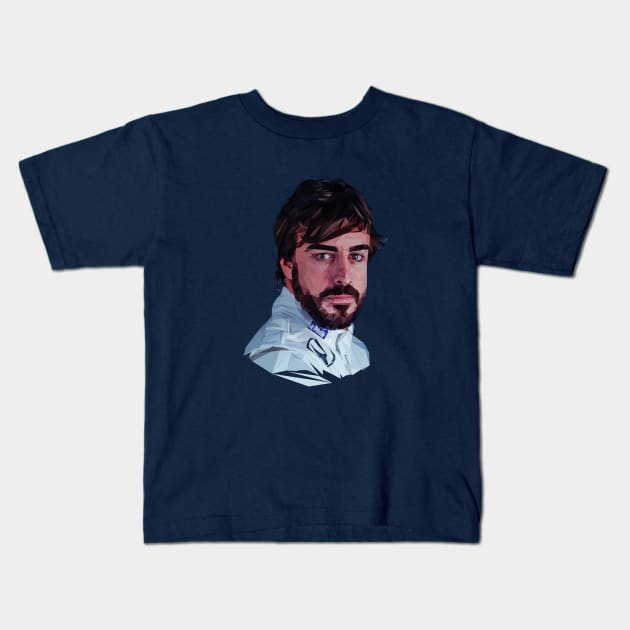 Fernando Alonso low poly Kids T-Shirt by pxl_g